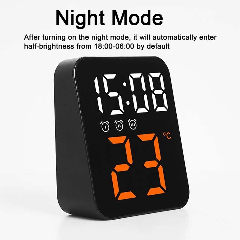 Smart LED Digital Wall Clock With Temperature Display And Dual Alarms For Bedroom Office 6