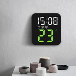 smart led digital wall clock with temperature display and dual alarms for bedroom office