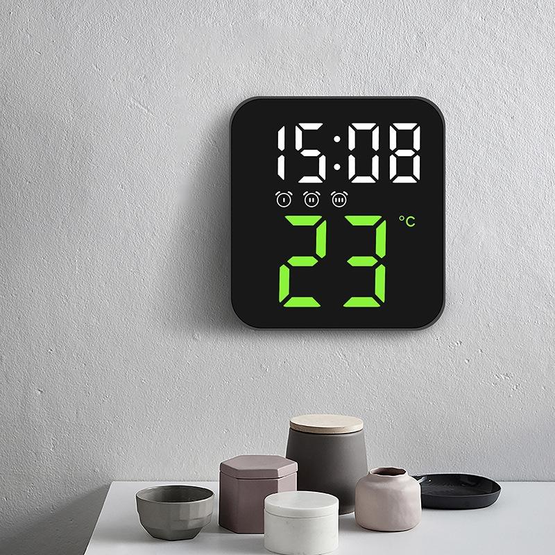 Smart LED Digital Wall Clock With Temperature Display And Dual Alarms For Bedroom Office 0