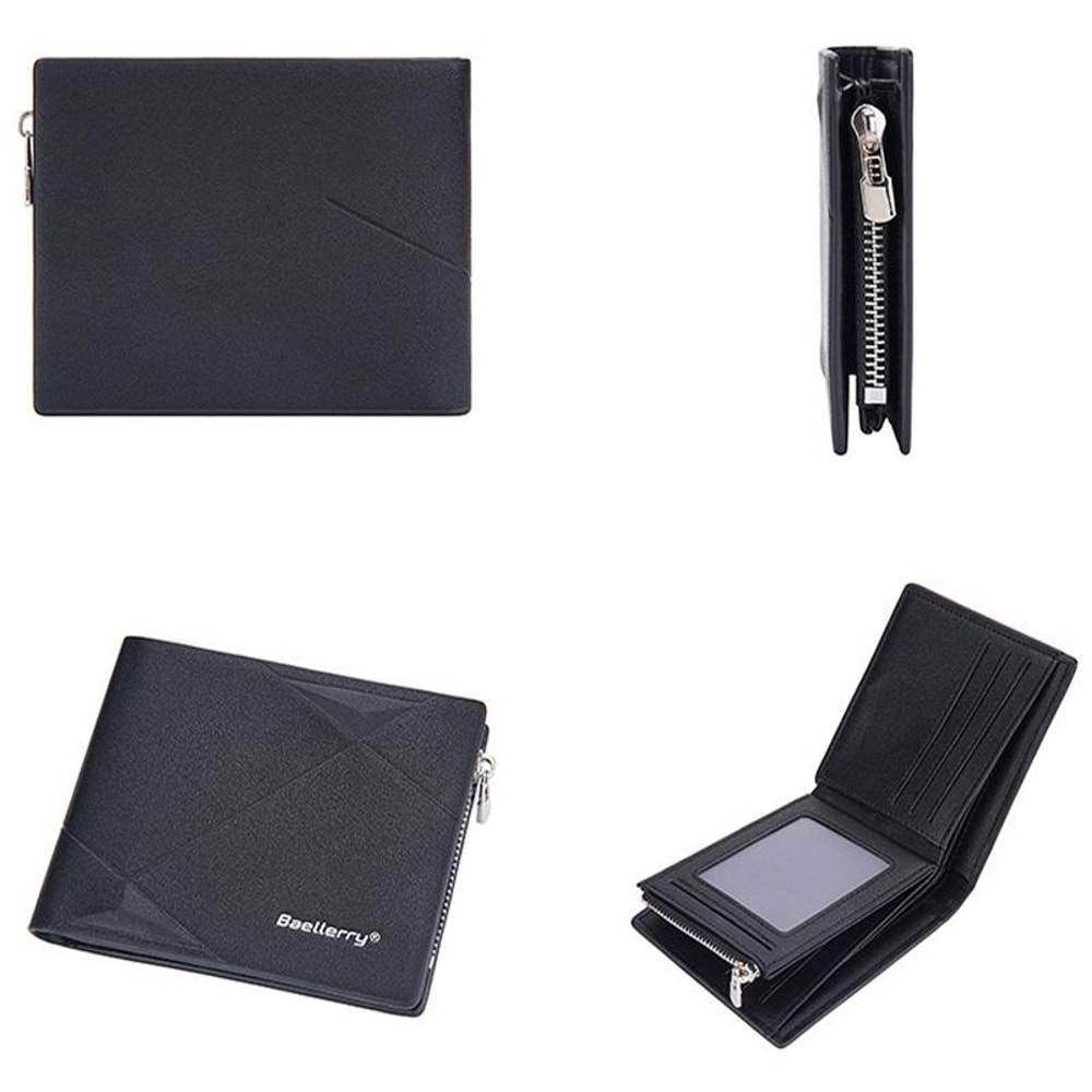 Men RFID Leather Zip Wallet Large Capacity Multi Card Holder With Coin Pocket 2