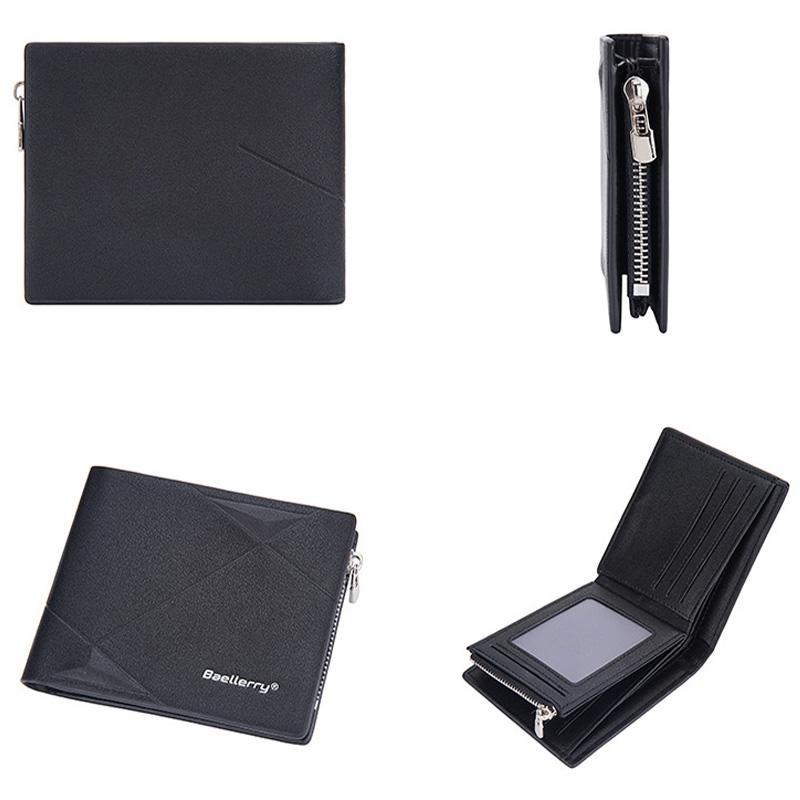 Men RFID Leather Zip Wallet Large Capacity Multi Card Holder With Coin Pocket 2