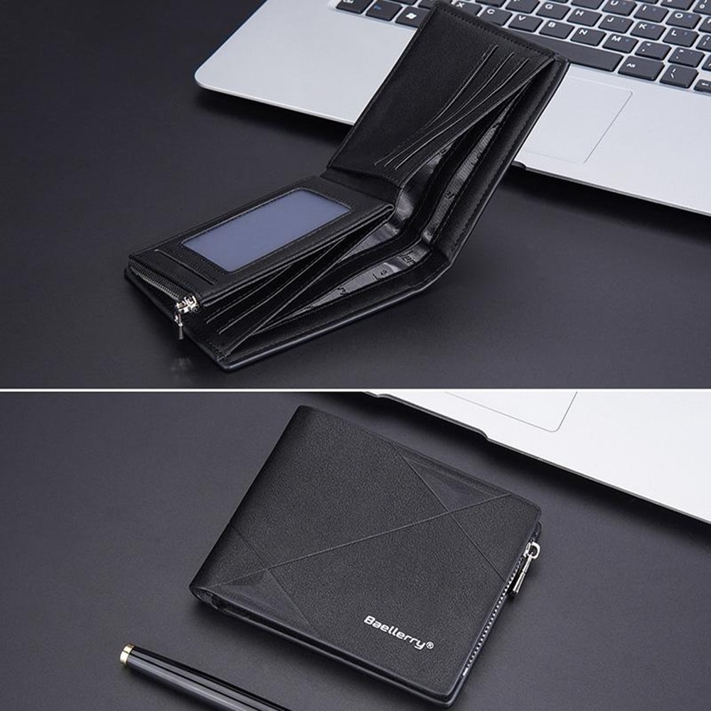 Men RFID Leather Zip Wallet Large Capacity Multi Card Holder With Coin Pocket 6