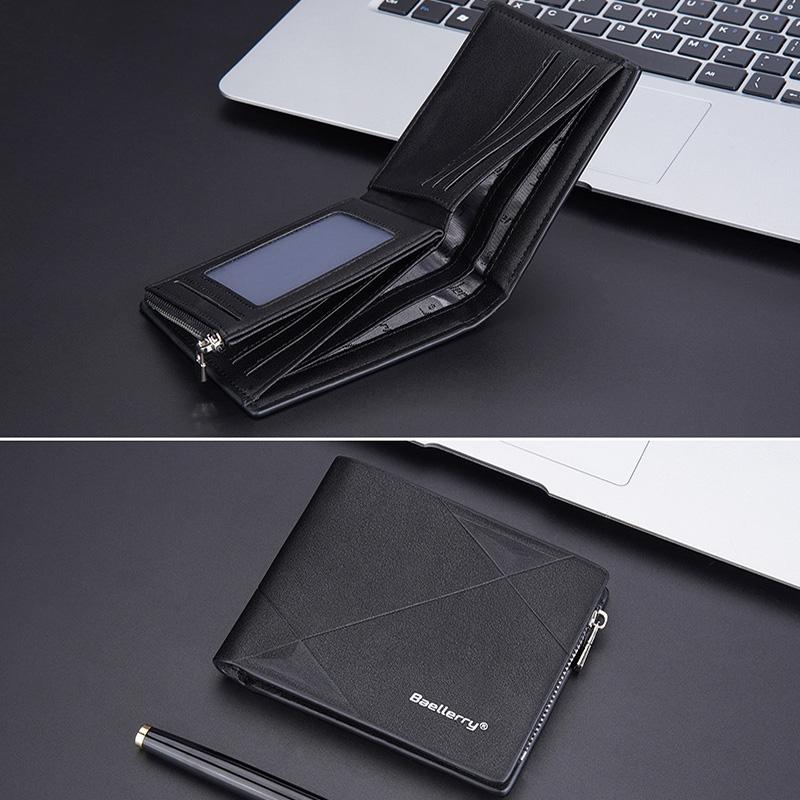 Men RFID Leather Zip Wallet Large Capacity Multi Card Holder With Coin Pocket 6