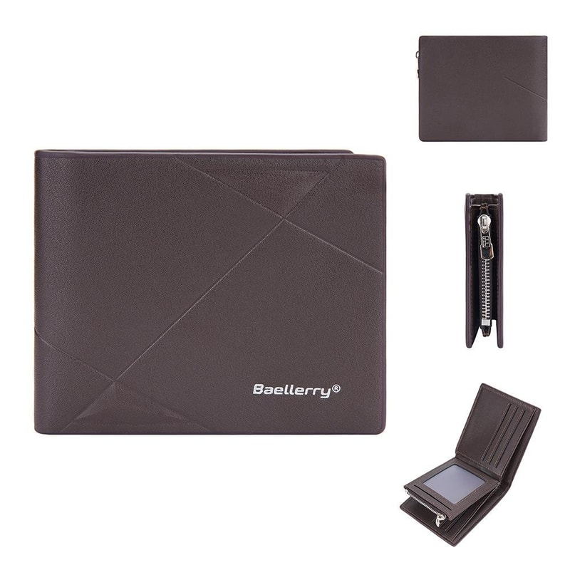 Men RFID Leather Zip Wallet Large Capacity Multi Card Holder With Coin Pocket 8