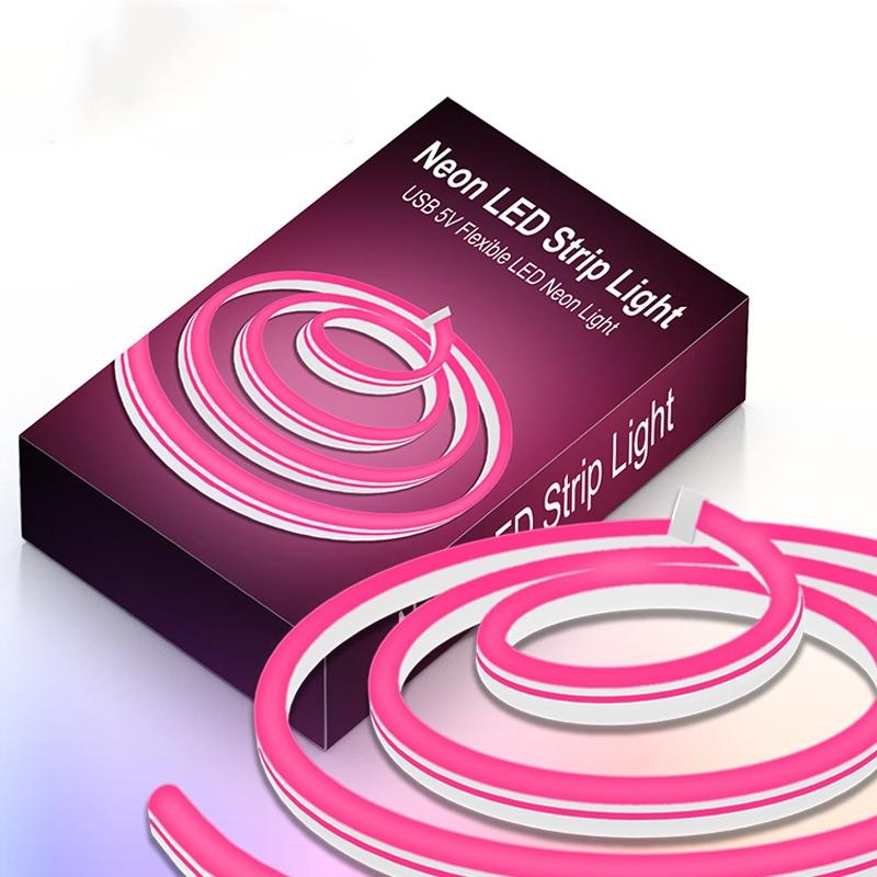 USB Powered Flexible Neon LED Light Strip 2m Waterproof Silicone Ambient Lighting 9
