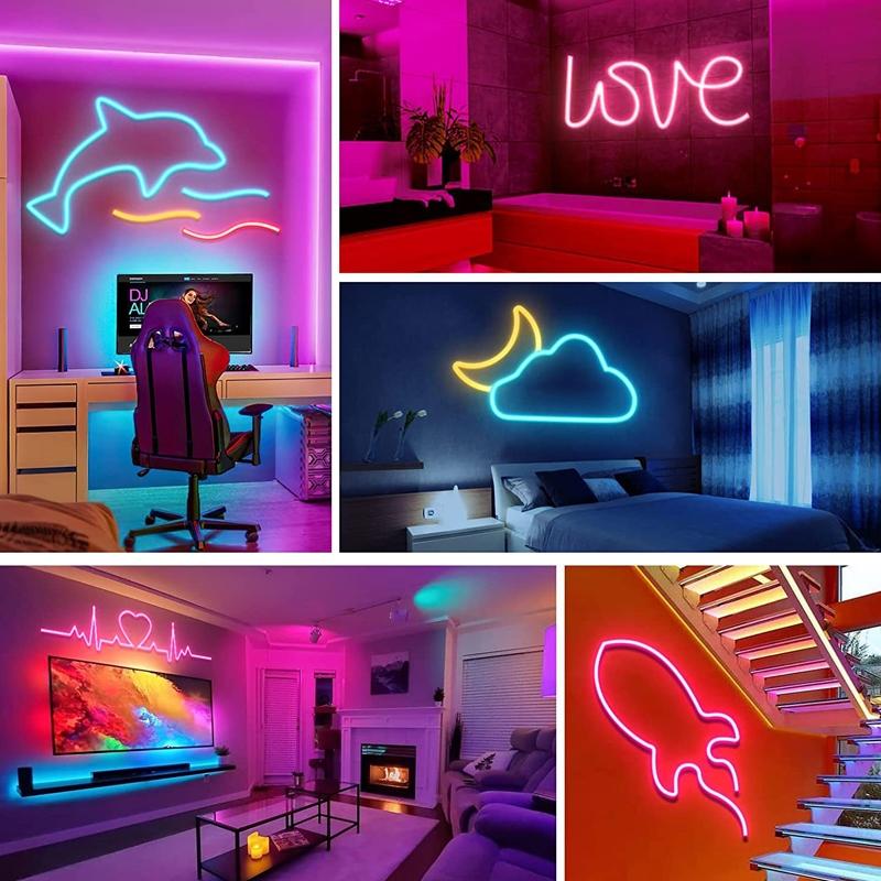 USB Powered Flexible Neon LED Light Strip 2m Waterproof Silicone Ambient Lighting 8