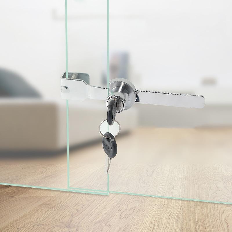 Removable Glass Sliding Door Lock with Key, No Drill Cabinet Door Lock for Secure Displays
