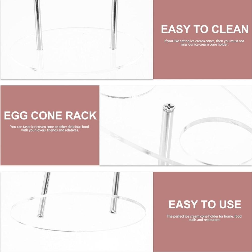 Acrylic Ice Cream Cone Display Stand Rack For Desserts Events 4