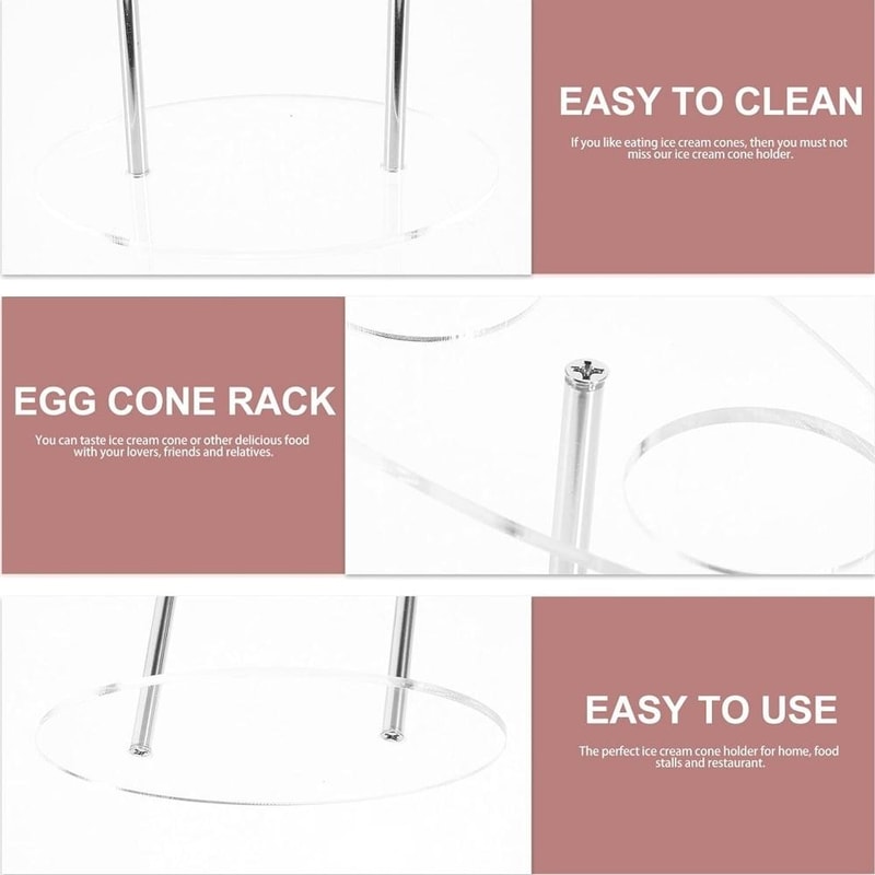 Acrylic Ice Cream Cone Display Stand Rack For Desserts Events 4
