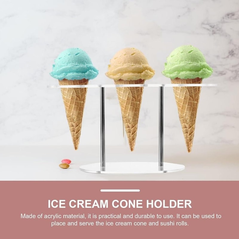 Acrylic Ice Cream Cone Display Stand Rack For Desserts Events 5