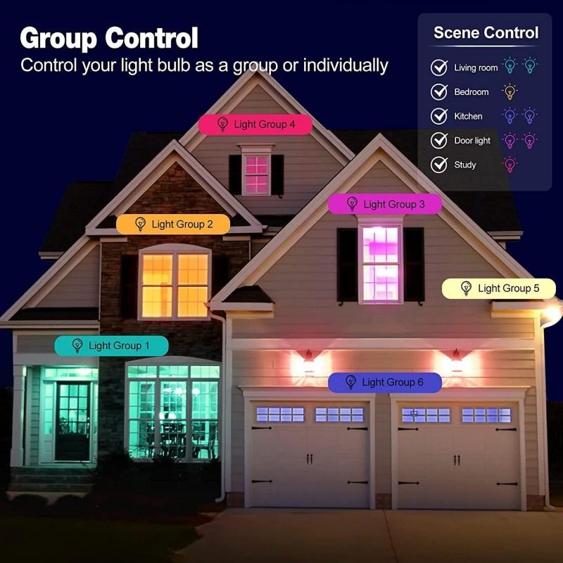Smart WiFi RGB LED Bulb 4pcs Voice Controlled Color Changing Light 2