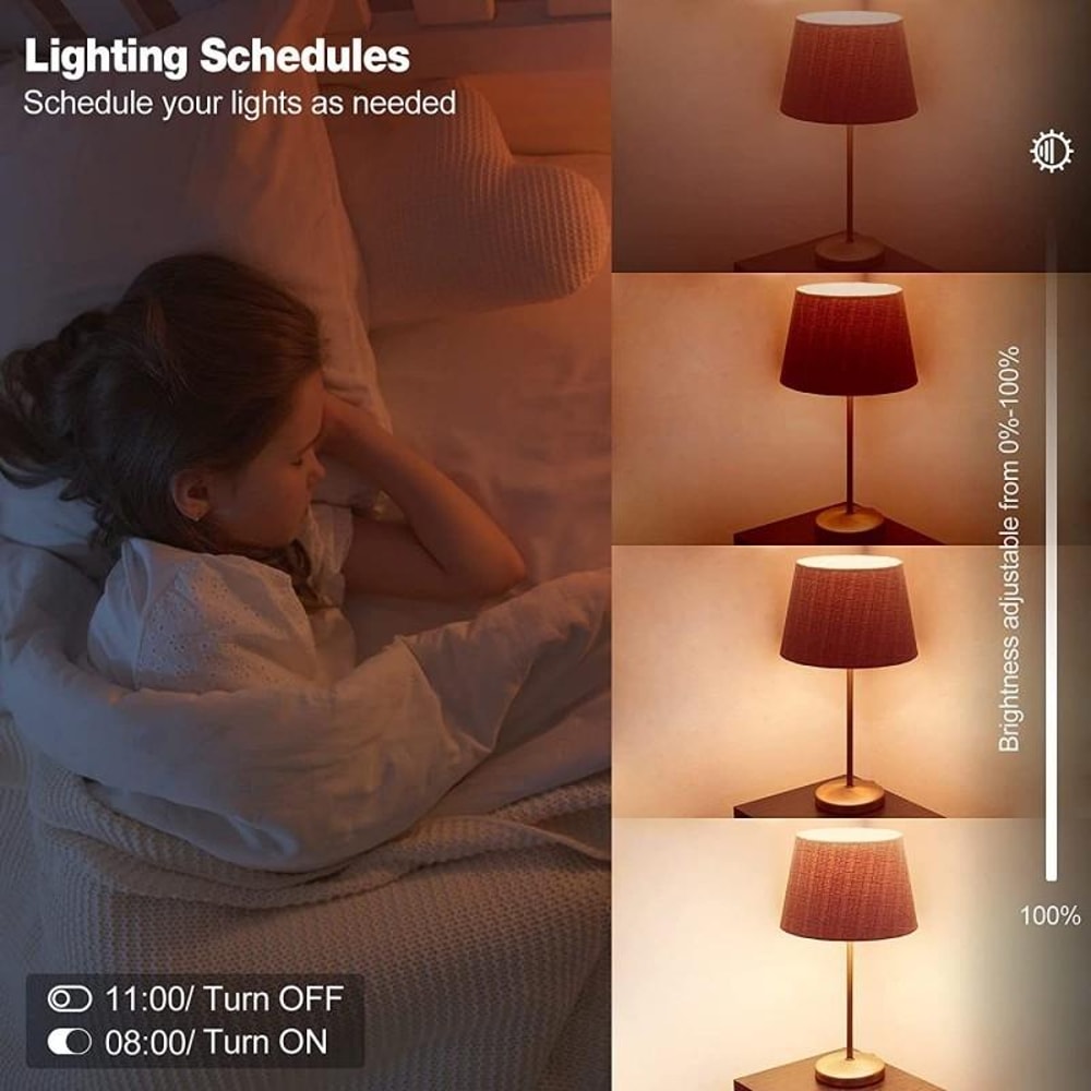 Smart WiFi RGB LED Bulb 4pcs Voice Controlled Color Changing Light 3