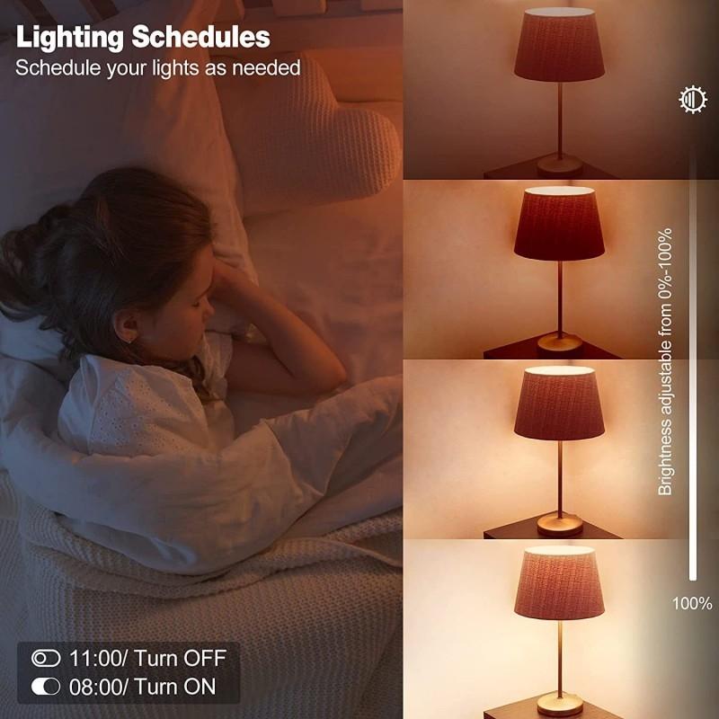 Smart WiFi RGB LED Bulb 4pcs Voice Controlled Color Changing Light 3