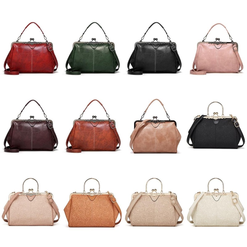 Vintage Leather Crossbody Bag With Buckle Adjustable Strap For Women Everyday Shoulder Handbag 1