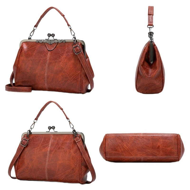 Vintage Leather Crossbody Bag With Buckle Adjustable Strap For Women Everyday Shoulder Handbag 3
