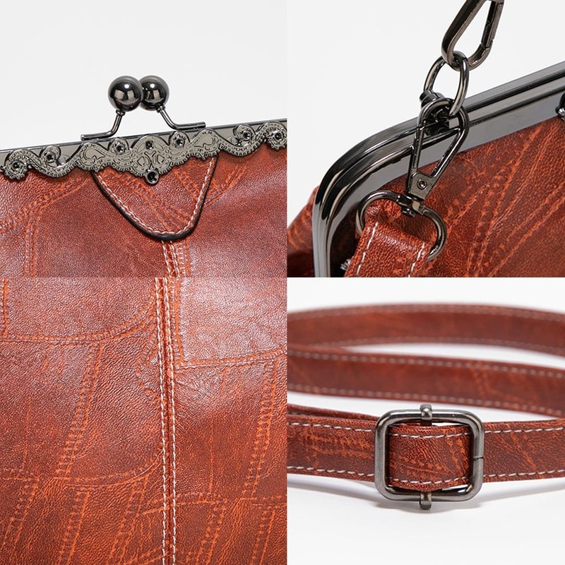 Vintage Leather Crossbody Bag With Buckle Adjustable Strap For Women Everyday Shoulder Handbag 5