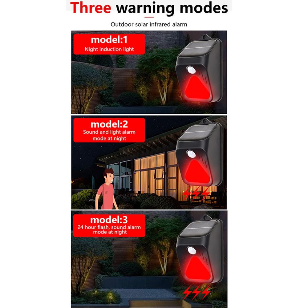 Solar Motion Sensor Alarm Light With Siren Remote Outdoor Security 2