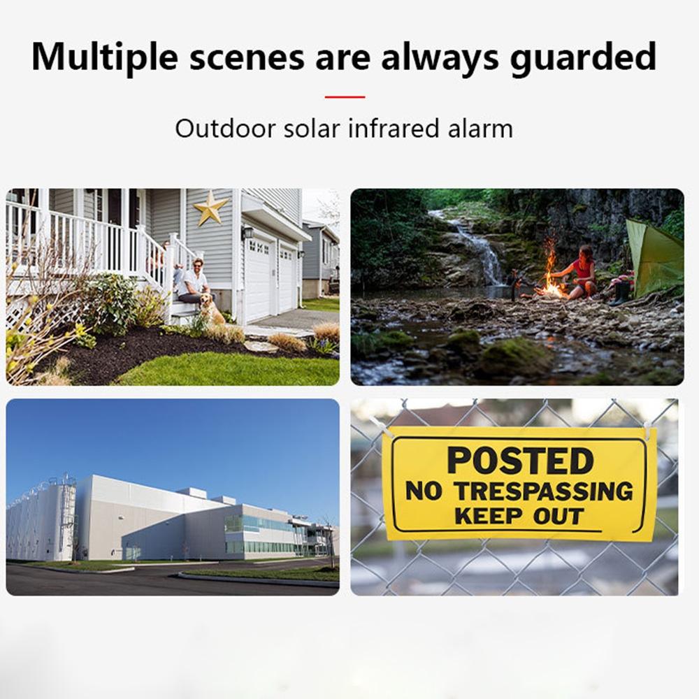 Solar Motion Sensor Alarm Light With Siren Remote Outdoor Security 7