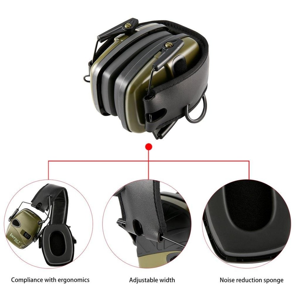 Electronic Noise Cancelling Headphones with Adjustable Fit & Foldable Design for Work and Shooting