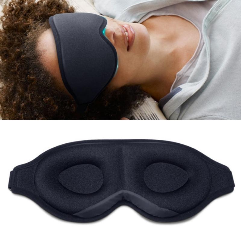 3D Silk Sleep Eye Mask with Nose Wing, Breathable Memory Foam Light Blocking Mask