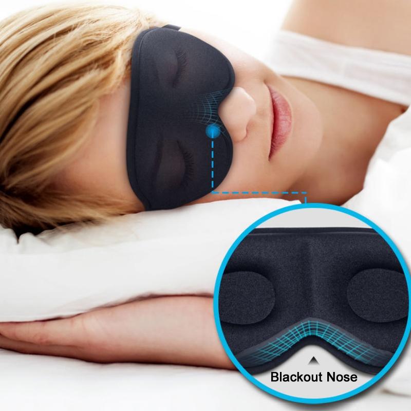 3D Silk Sleep Eye Mask with Nose Wing, Breathable Memory Foam Light Blocking Mask