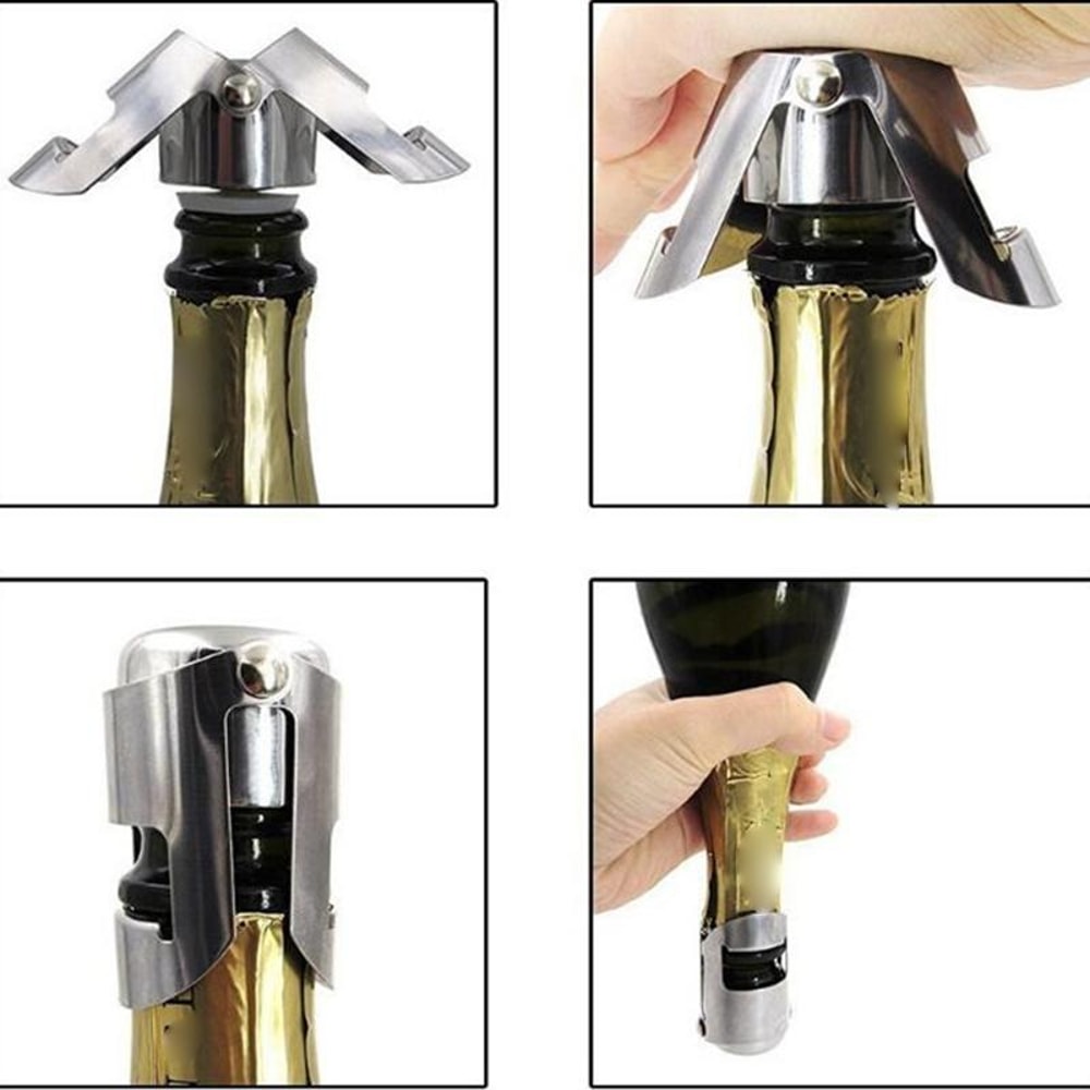 Stainless Steel Wine Stopper Set Airtight Champagne Bottle Sealer