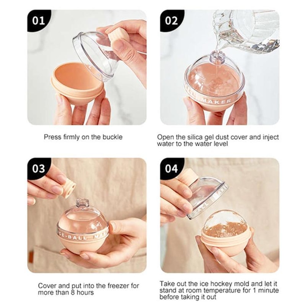 2PCS Large Sphere Whiskey Ice Ball Mold Set With Funnel Slow Melting Ice Maker 5