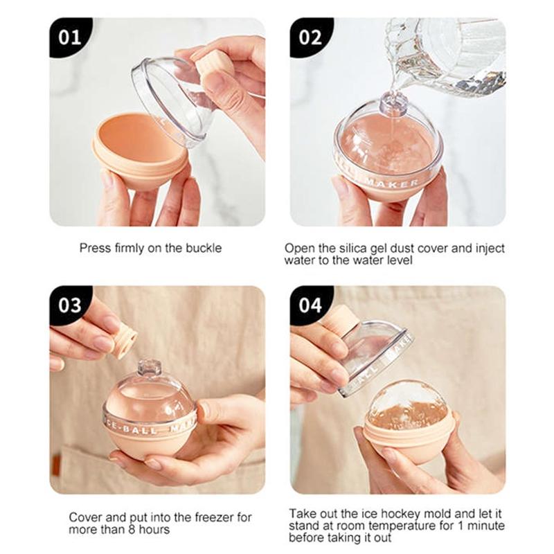 2PCS Large Sphere Whiskey Ice Ball Mold Set With Funnel Slow Melting Ice Maker 5
