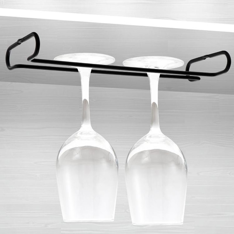 Under Cabinet Wine Glass Rack Metal Stemware Holder for Space Saving Storage
