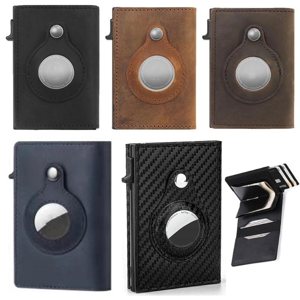 Anti Theft AirTag Wallet Slim RFID Card Holder Leather Magnetic Wallet For Men 1