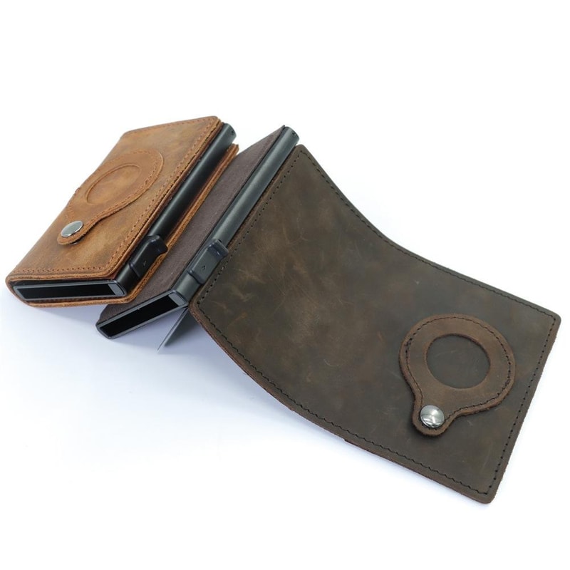 Anti Theft AirTag Wallet Slim RFID Card Holder Leather Magnetic Wallet For Men 3