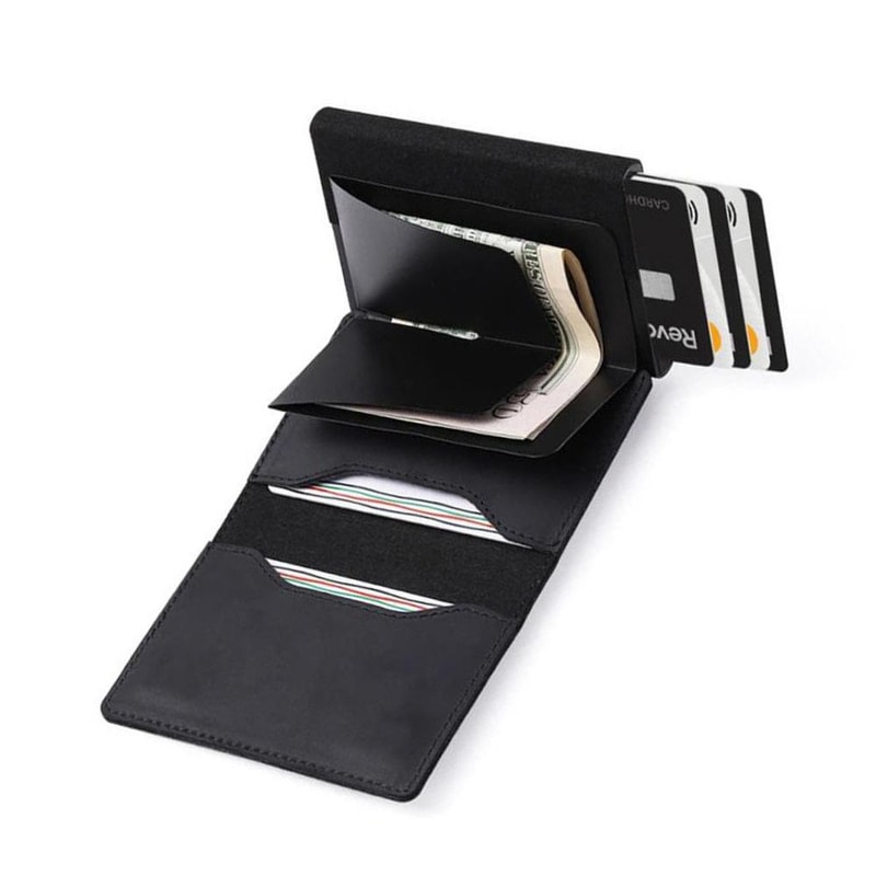 Anti Theft AirTag Wallet Slim RFID Card Holder Leather Magnetic Wallet For Men 5