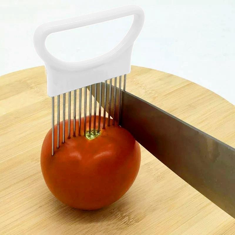 Stainless Steel Onion Holder For Slicing With Grip Handle Vegetable Cutting Holder Tool 8