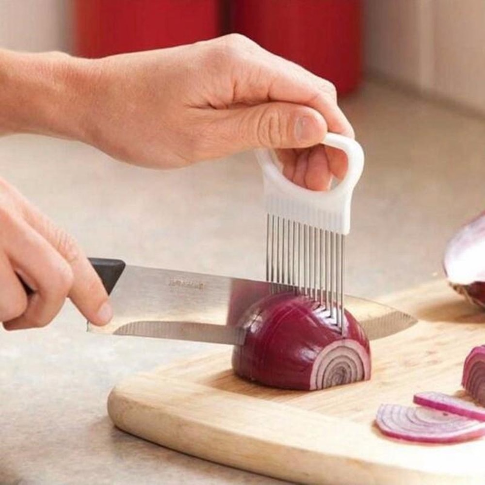 Stainless Steel Onion Holder For Slicing With Grip Handle Vegetable Cutting Holder Tool 5