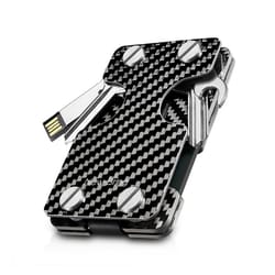 slim aluminum rfid blocking edc wallet with key & usb holder
