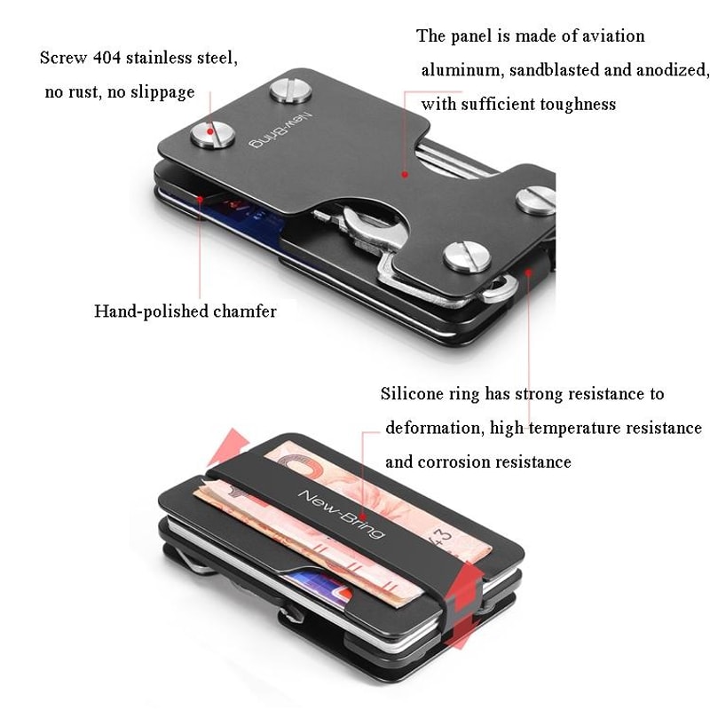 Slim Aluminum RFID Blocking EDC Wallet With Key USB Holder 1