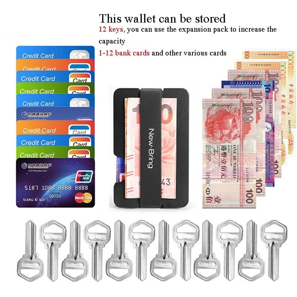 Slim Aluminum RFID Blocking EDC Wallet With Key USB Holder 2