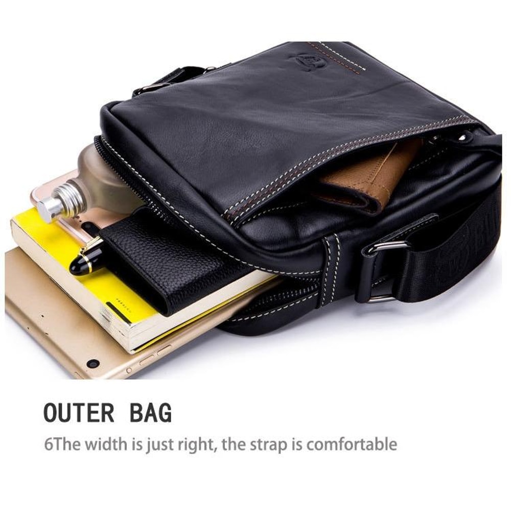 Men Genuine Leather Crossbody Bag Compact First Layer Cowhide Shoulder Travel Pouch 5