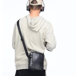 men genuine leather crossbody bag compact first layer cowhide shoulder travel pouch