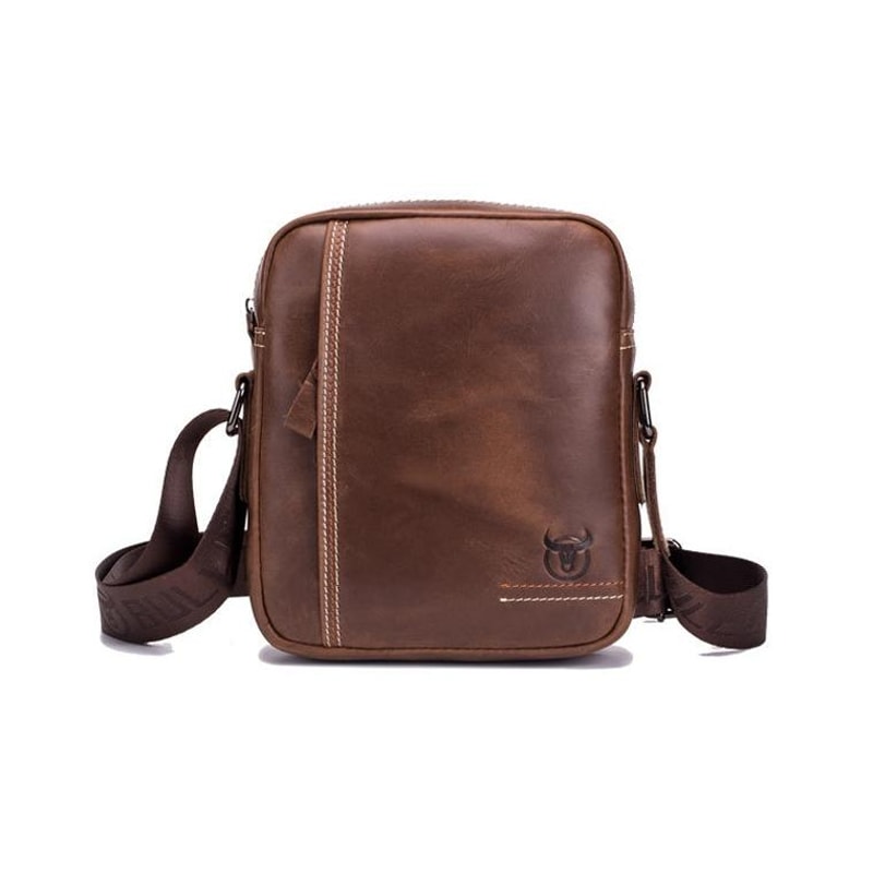 Men Genuine Leather Crossbody Bag Compact First Layer Cowhide Shoulder Travel Pouch 7
