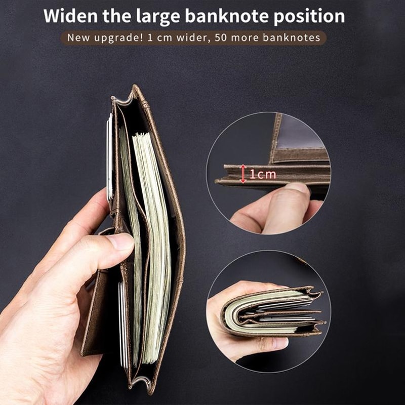 RFID Blocking Cowhide Leather Wallet For Men Slim Bifold With Coin Pocket And ID Holder 3