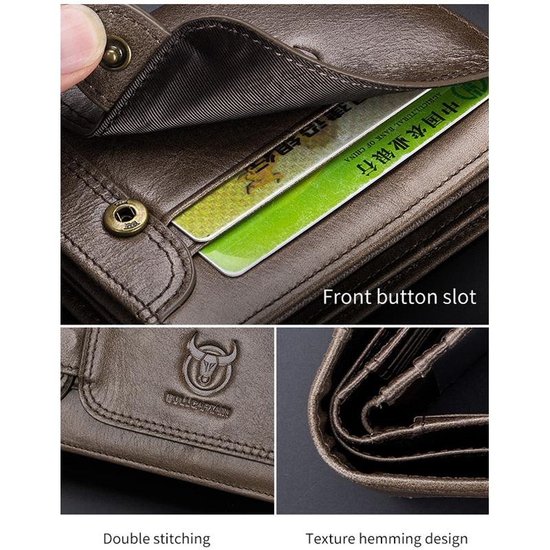 RFID Blocking Cowhide Leather Wallet For Men Slim Bifold With Coin Pocket And ID Holder 4