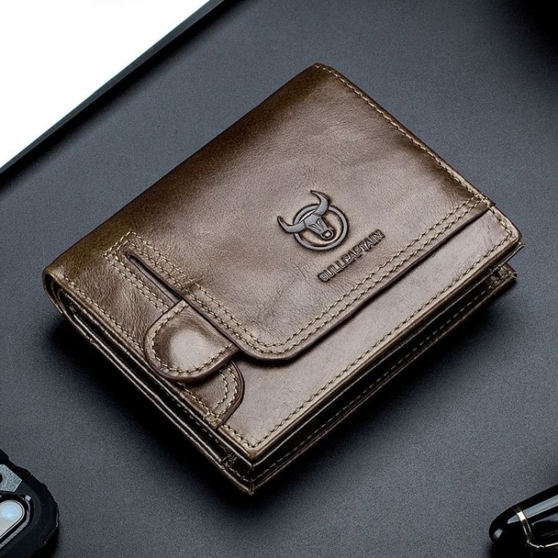 RFID Blocking Cowhide Leather Wallet For Men Slim Bifold With Coin Pocket And ID Holder 6