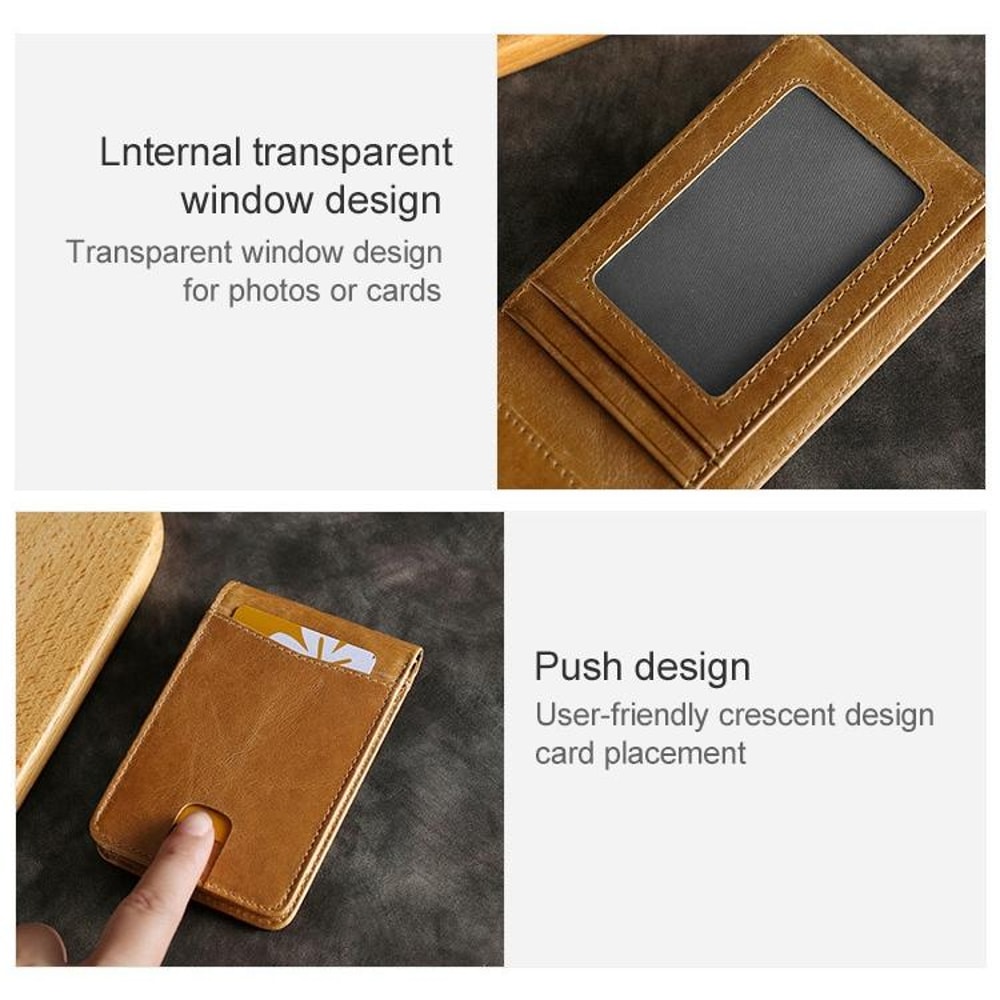 Slim RFID Blocking Wallet Crazy Horse Leather Mini Card Holder For Men And Women 6