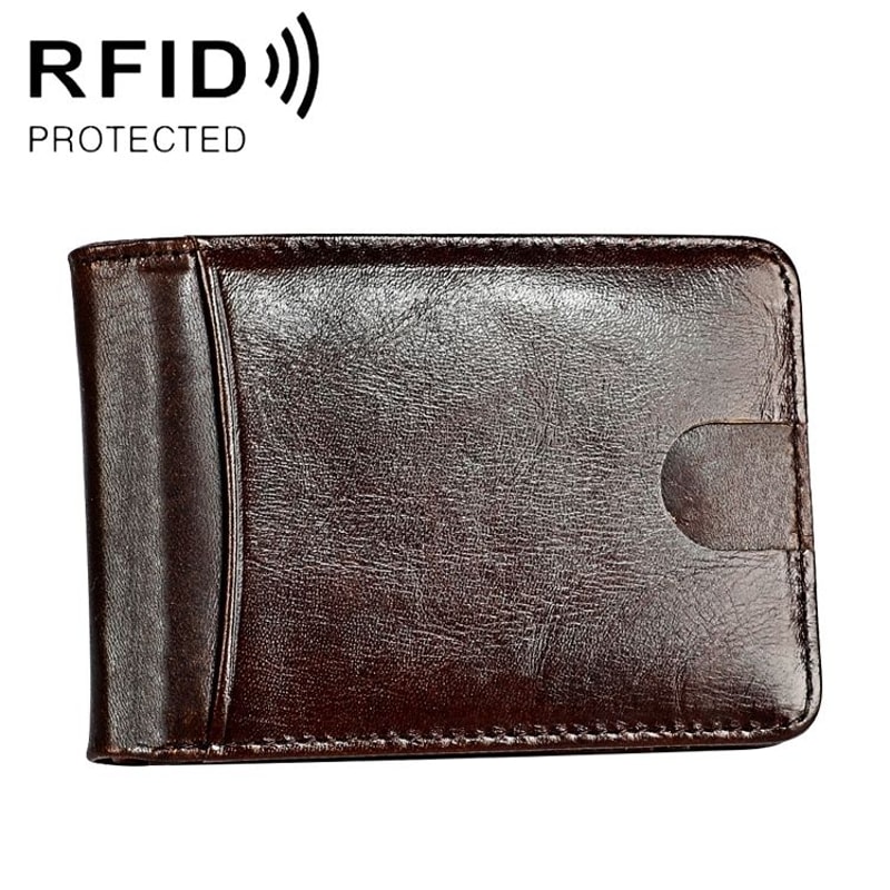 Slim RFID Blocking Wallet Crazy Horse Leather Mini Card Holder For Men And Women 9