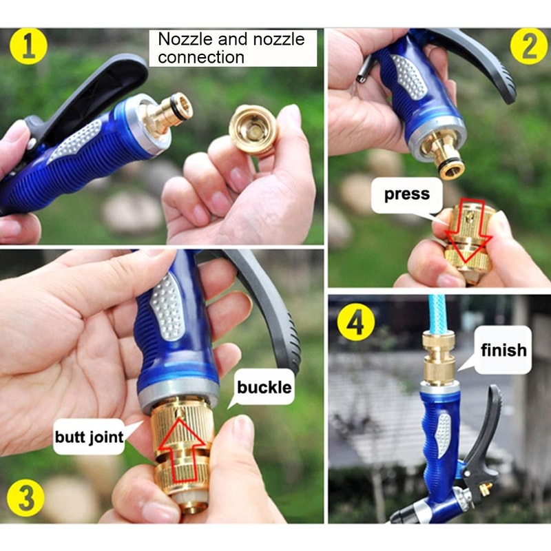 High Pressure Hose Nozzle Copper Spray Gun for Car Wash & Garden Cleaning