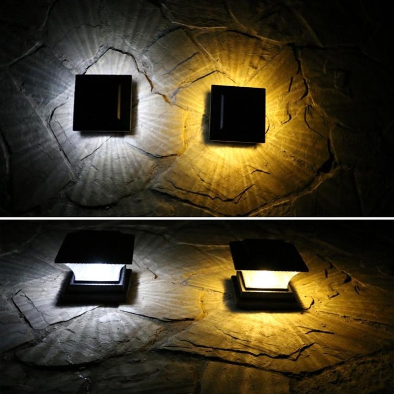 Solar Garden Light Waterproof LED Column Lamp For Outdoor Fence And Pathway Lighting 5