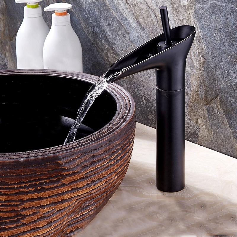 Waterfall Bathroom Faucet Brass Hot Cold Mixer Tap For Modern Washbasins 0
