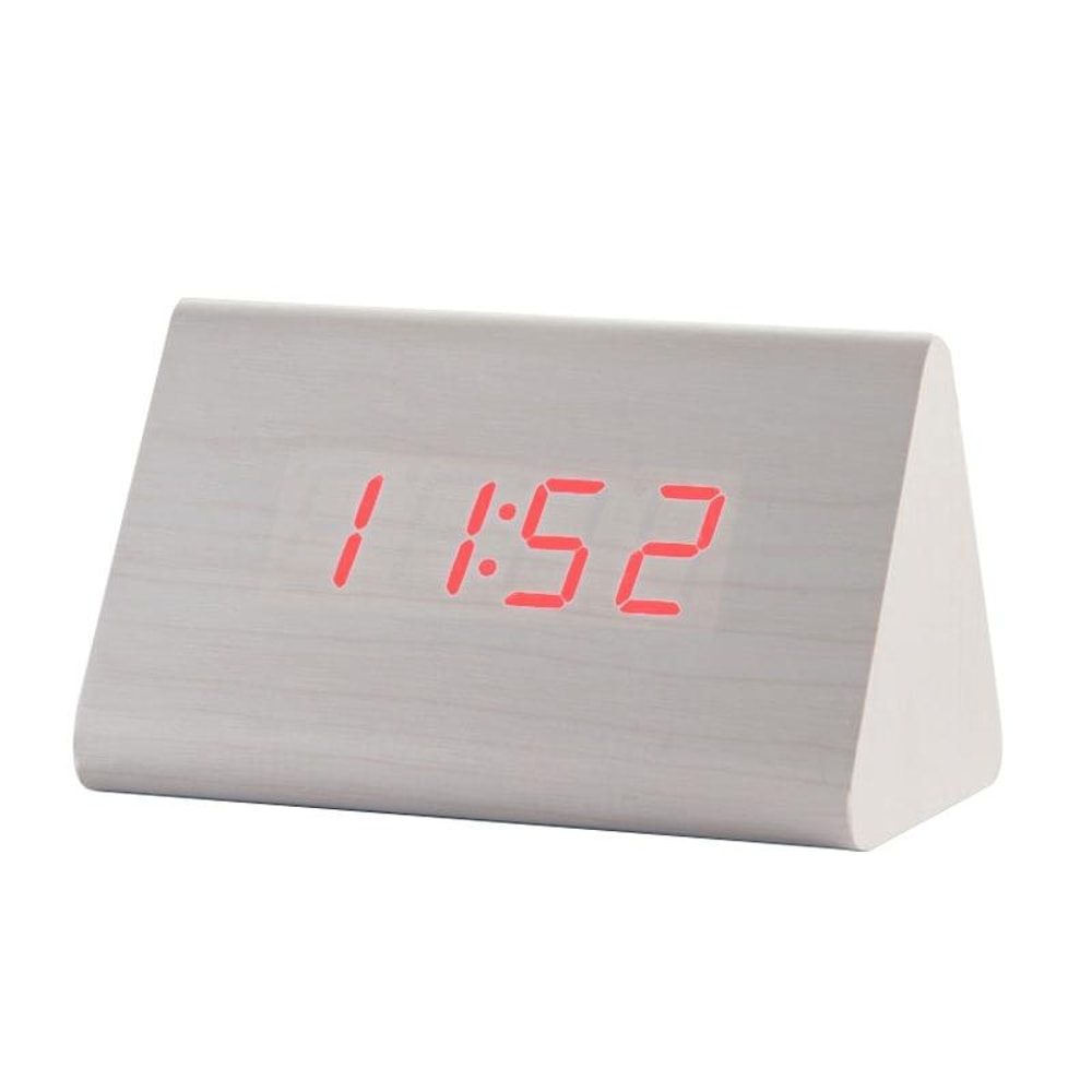 Luminous Wooden Digital Alarm Clock with Voice Control & Temperature Display