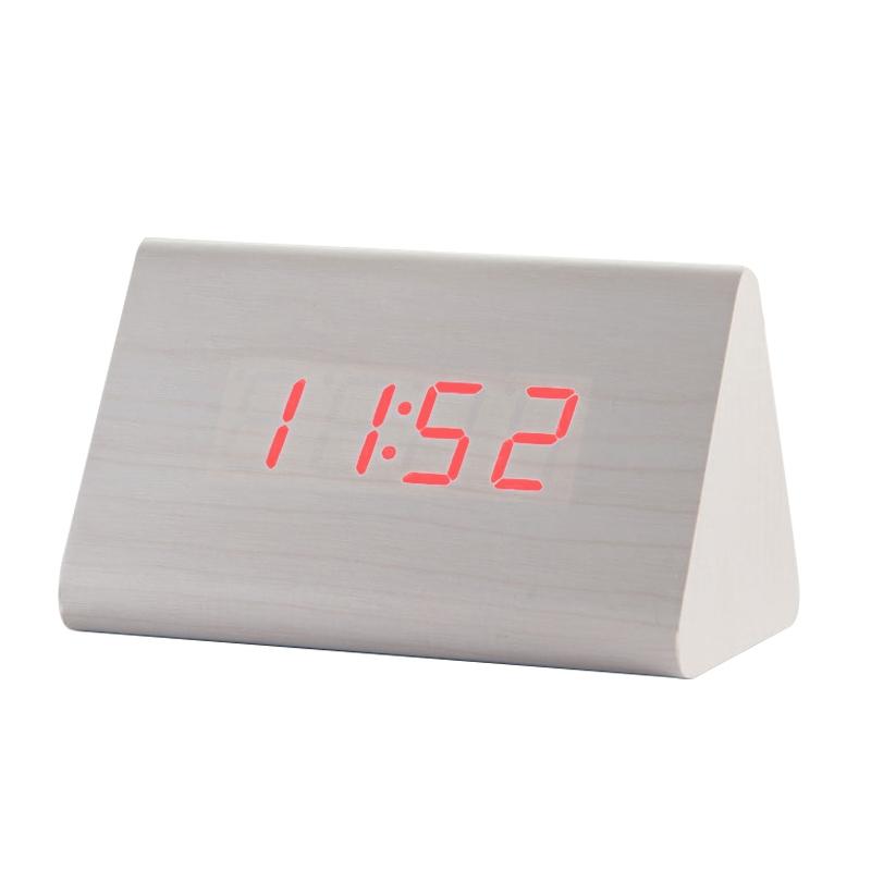 Luminous Wooden Digital Alarm Clock with Voice Control & Temperature Display